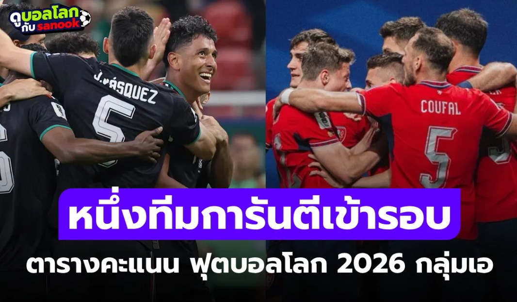 สรุปตารางคะแนน ฟุตบอลโลก 2026 กลุ่ม A หลังผ่าน 2 นัด ส่องสถานการณ์ล่าสุด